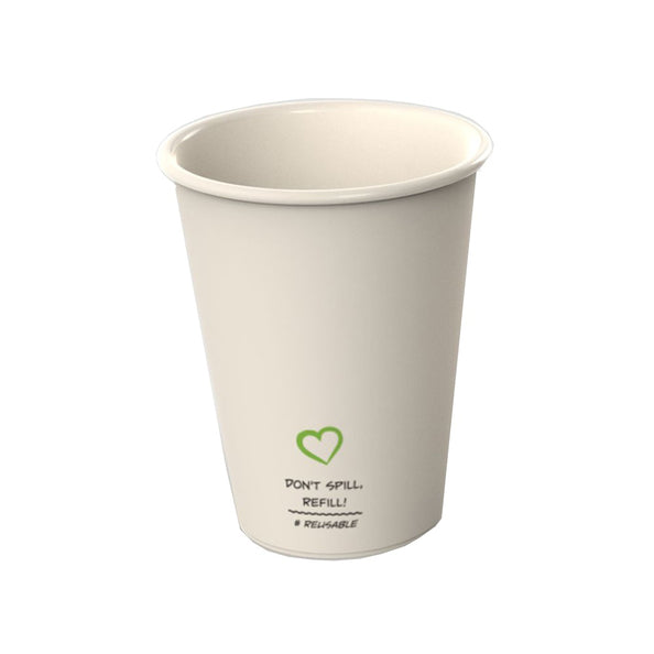 Tasse à café en plastique réutilisable blanc beige (400x180cc)