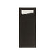 Pochette à couverts noire avec serviette blanche (600 pièces)