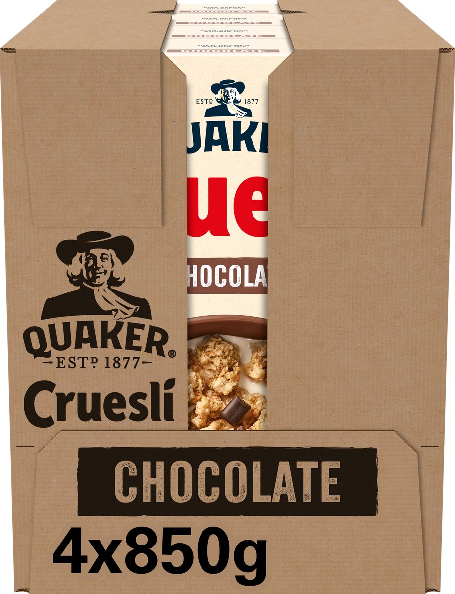Chocolat Quaker Cruesli - céréales pour petit déjeuner - 4 x 850 grammes