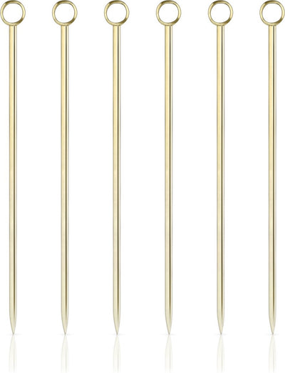 Bâtonnets à cocktail Viski - acier inoxydable - couleur or - 6 pièces