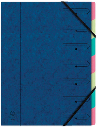 Dossier de tri exacompta 54072e 7 compartiments a4 bleu