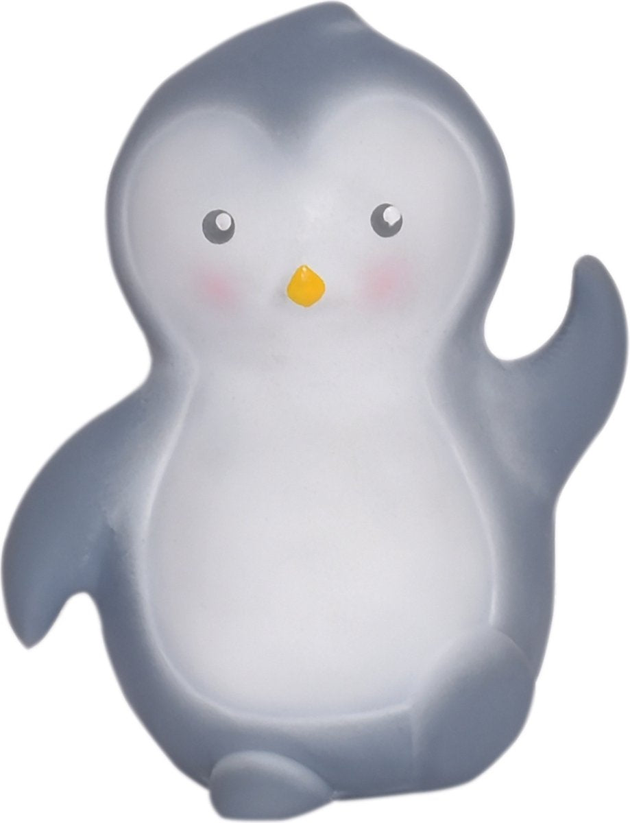 Tikiri : mon premier pingouin animal polaire 11cm, en caoutchouc naturel, avec clochette, avec carte à suspendre, 0+