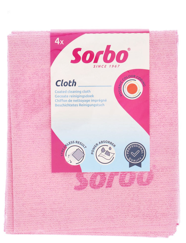 Sorbo prof chiffon de nettoyage rose 4 pièces - chiffon en microfibre - pour le nettoyage professionnel