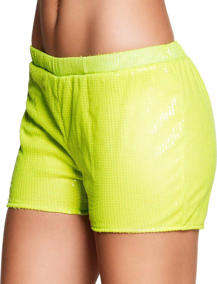 Boland - hotpants paillettes jaune fluo (m) - adultes - danseuse danseuse - années 80 90 - disco