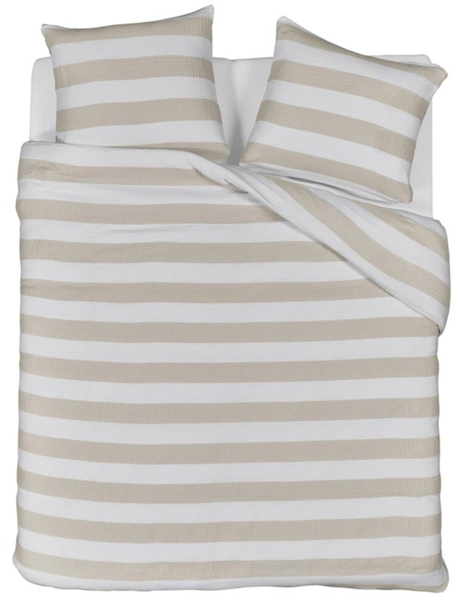 Housse de couette rayée Riviera maison - double xl - 260x200 220 - sable