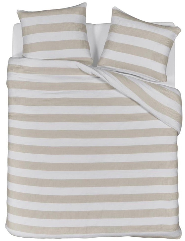 Housse de couette rayée Riviera maison - double xl - 260x200 220 - sable