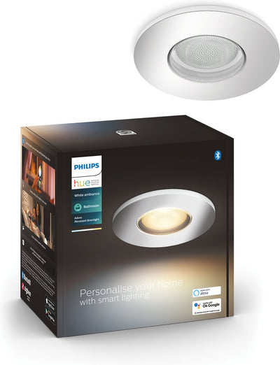 Spot encastrable pour salle de bain Philips Hue Adore - lumière blanche chaude à froide - 1 pièce - chrome
