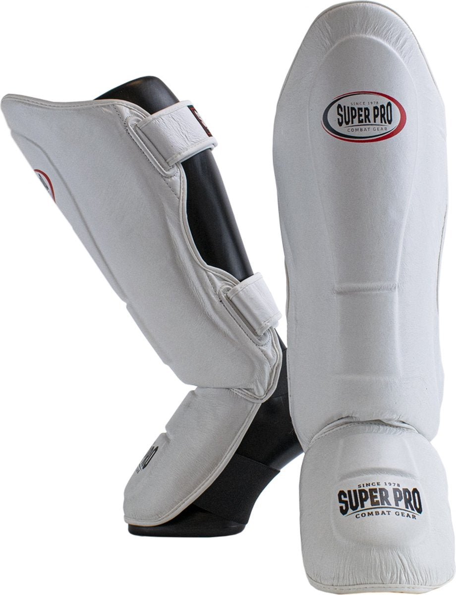 Super pro combat gear thai-pro protège-tibia blanc noir moyen
