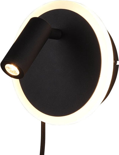 Trio Jordan - applique - noir mat - incl. 1x SMD 5 W - interrupteur à cordon - lumière commutable séparément - montage mural - flex - connect - non dimmable