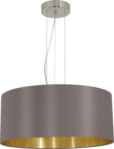 Eglo maserlo - suspension - 3 lumières e27 - ø53 cm - tissu - cappuccino, or
