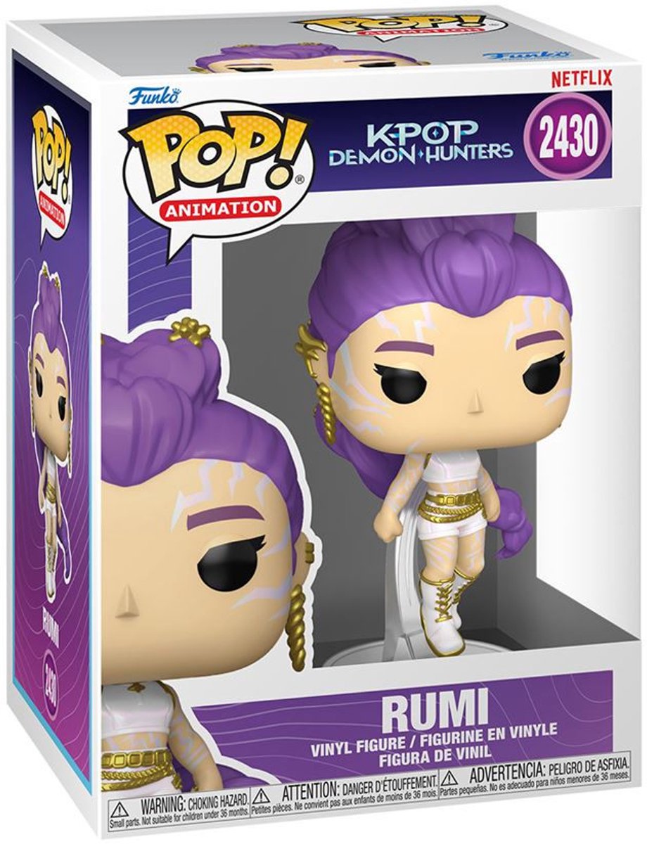 Animation Funko pop : chasseurs de démons kpop - rumi avec une chance sur 6 de briller dans la variante sombre