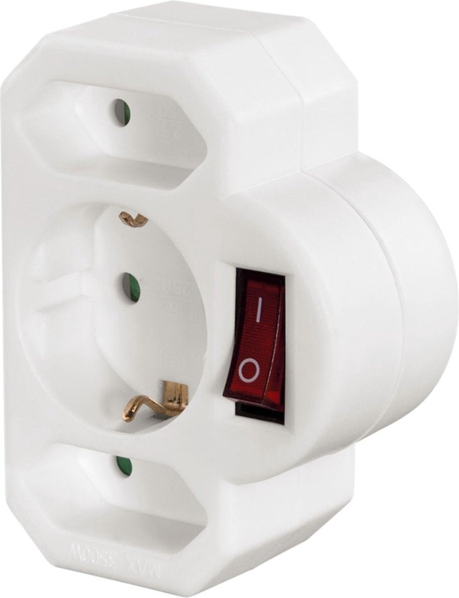 Adaptateur de prise Hama 3 voies avec interrupteur