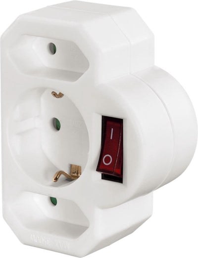 Adaptateur de prise Hama 3 voies avec interrupteur