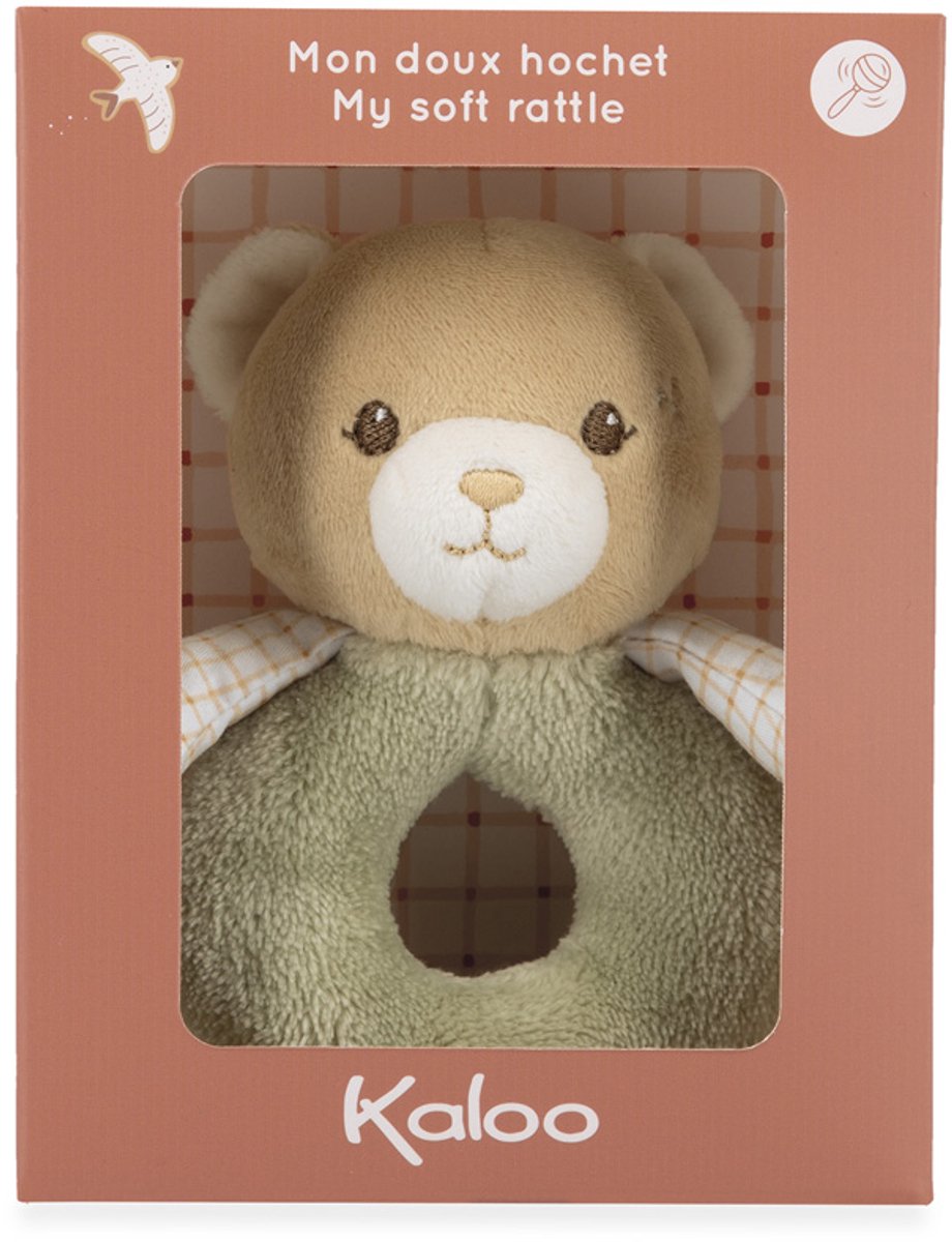 Kaloo home - hochet - doux avec ours - couleur vert