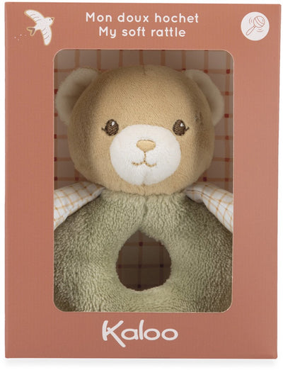Kaloo home - hochet - doux avec ours - couleur vert