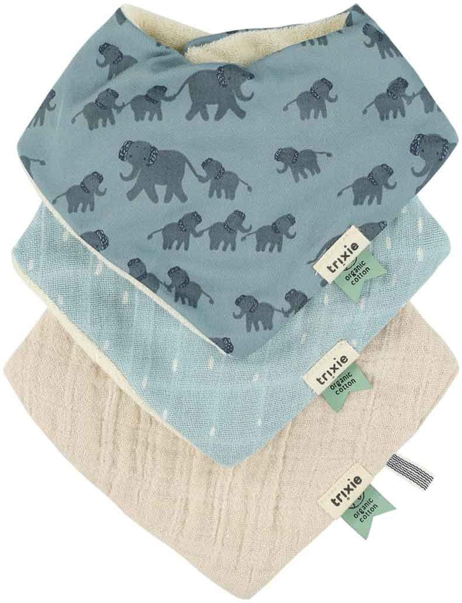 Lot de 3 bavoirs bandana Trixie - éléphant enchanteur