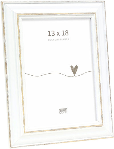 Deknudt frames cadre photo s221h3 - blanc avec accent marron - 13x18 cm