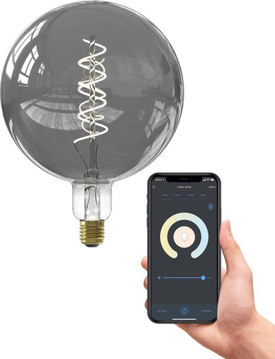 Lampe intelligente Calex xxl - éclairage à filament led wifi - 20cm - e27 - source de lumière vintage intelligente titane - dimmable - lumière blanche chaude - 5w