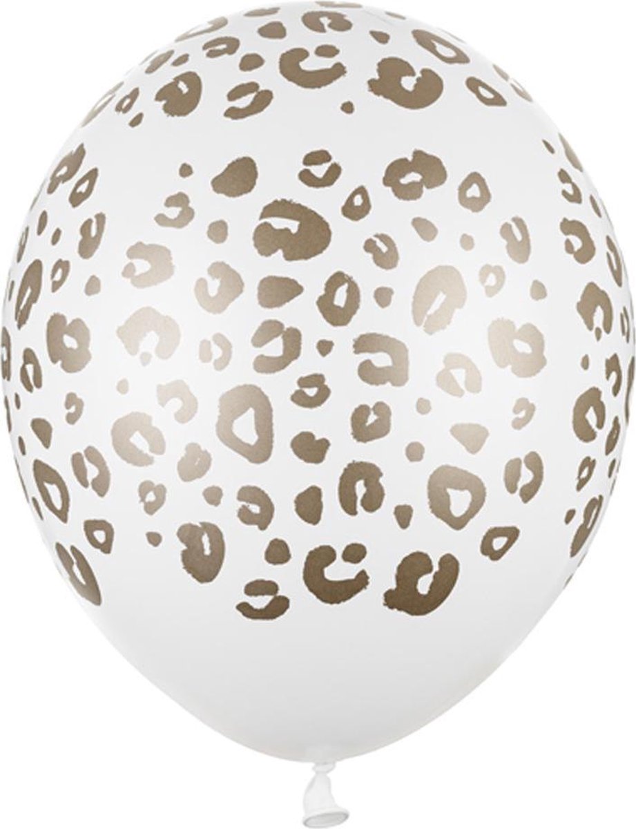 Partydeco - ballons blancs imprimés à pois. (50 pièces)