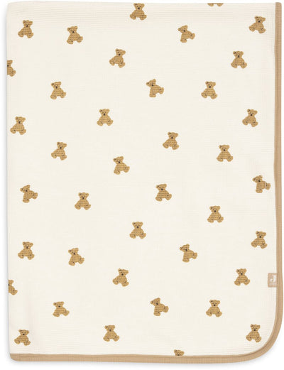 Jollein couverture bébé berceau - 75x100cm - petite gaufre - mini ours en peluche