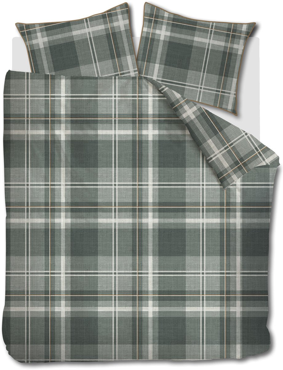 Riviera maison rivièra maison housse de couette carreaux tartan - lits jumeaux - 240 x 200 220 cm - vert