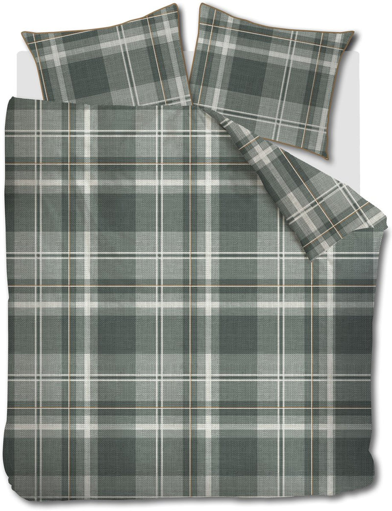 Riviera maison rivièra maison housse de couette carreaux tartan - lits jumeaux - 240 x 200 220 cm - vert