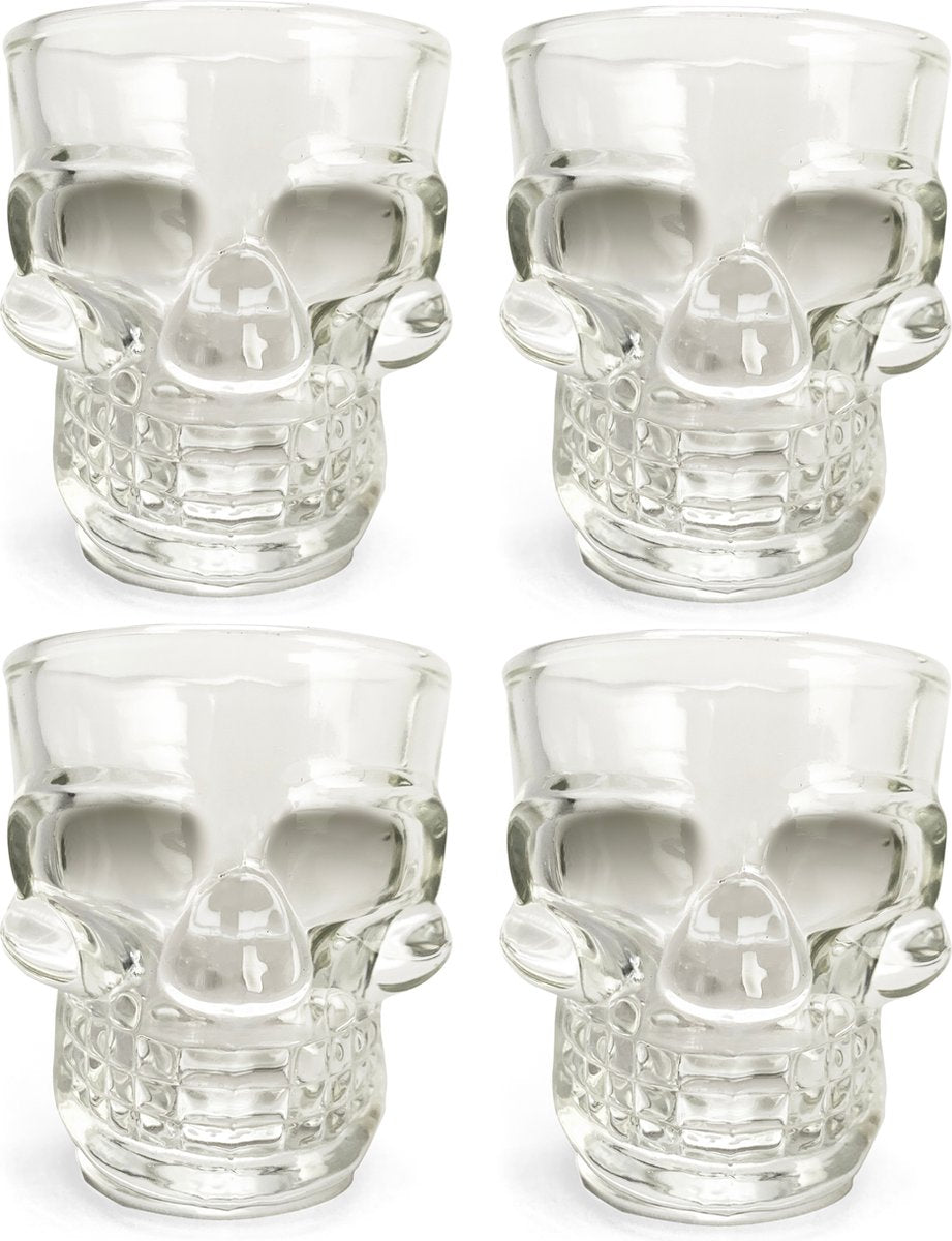Verre à shot Kikkerland - lot de 4 - 45 ml - passe au lave-vaisselle - au design tête de mort