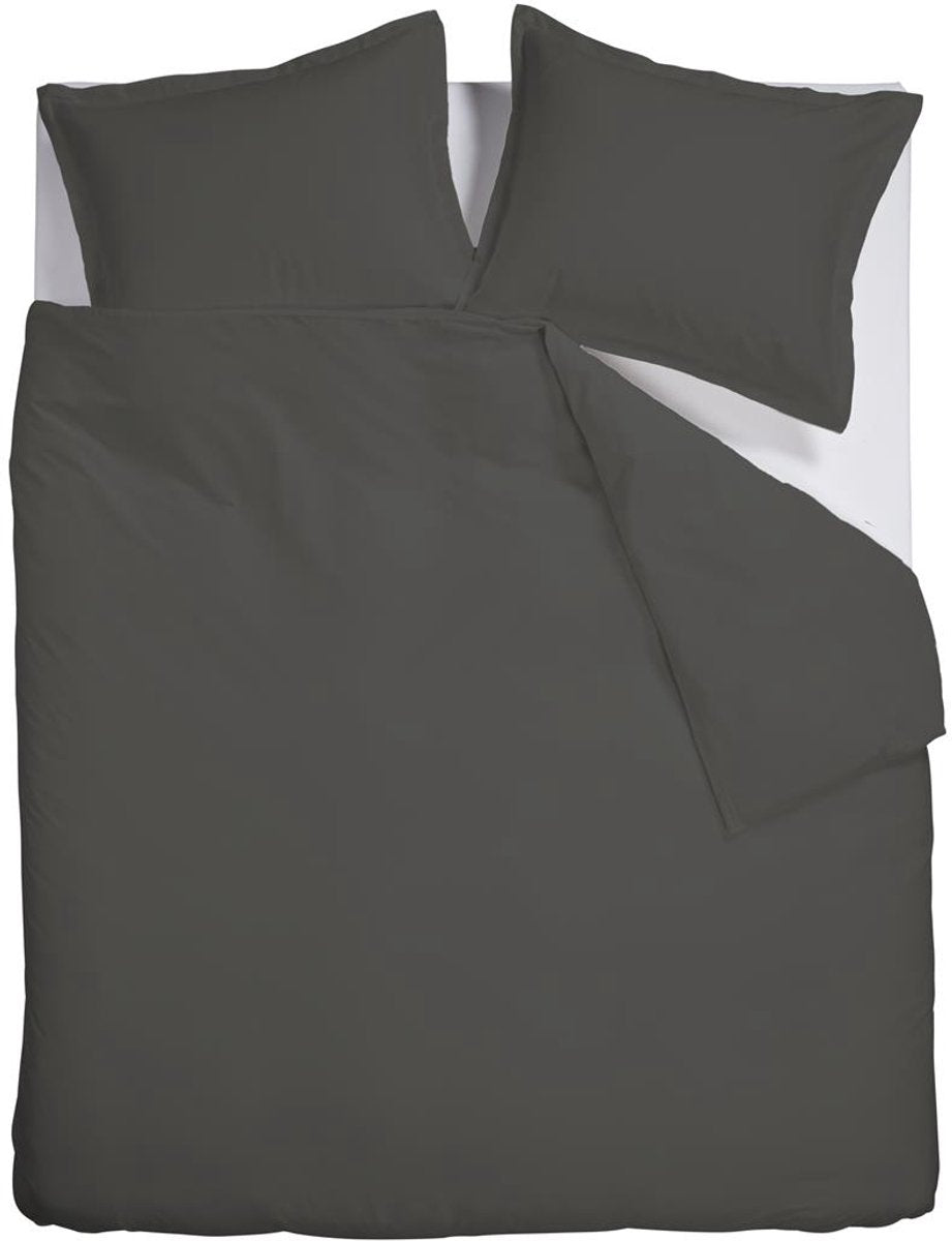 Housse de couette Ambiante satin uni - double - 200x200 220 cm - gris foncé