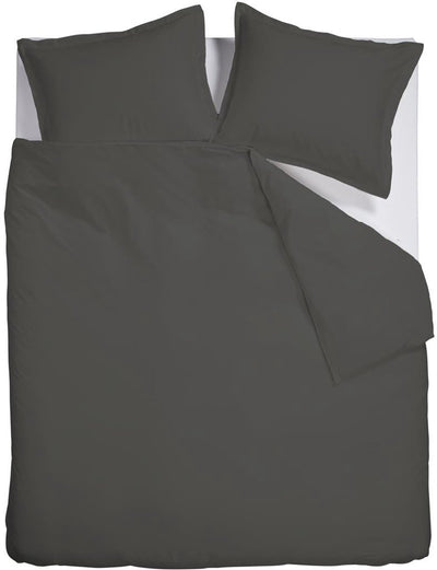 Housse de couette Ambiante satin uni - double - 200x200 220 cm - gris foncé