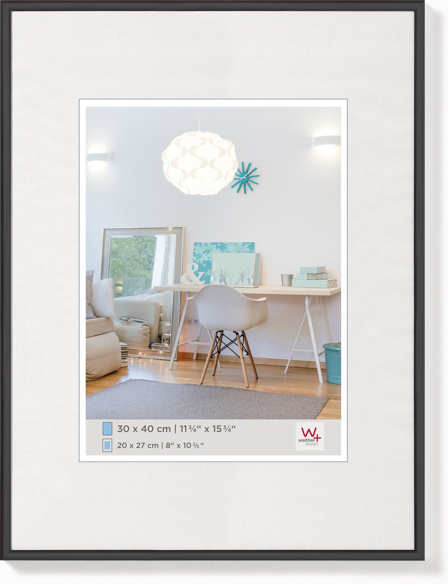 Walther new lifestyle - cadre en plastique - format photo 42x59,4 cm (din A2) - verre d'art - noir