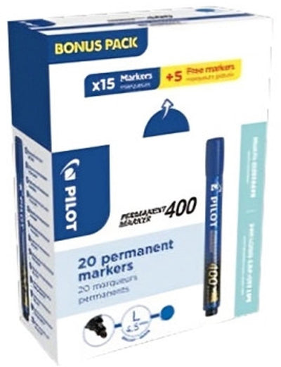 Pilot - marqueur permanent - pointe biseautée 4,5 mm - bleu - 20 pièces