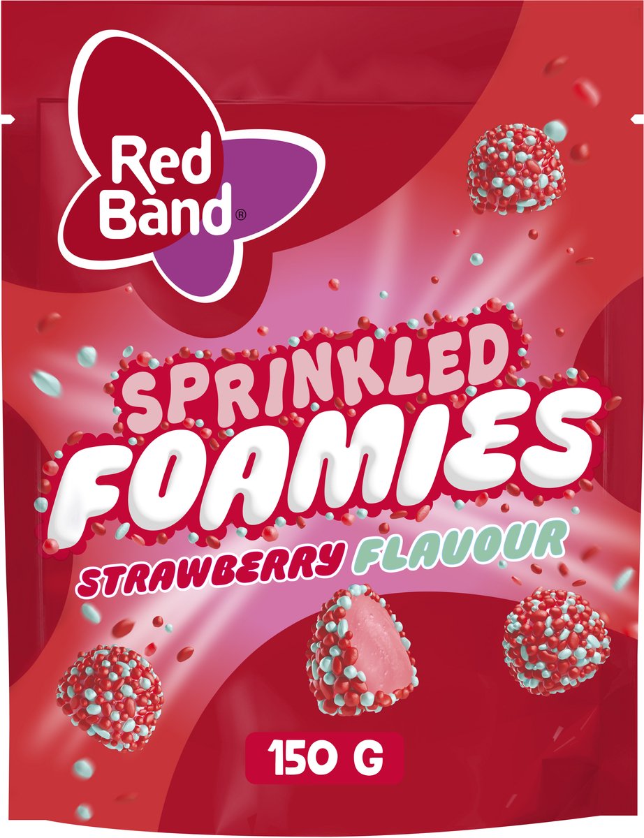 Bonbons à la fraise saupoudrés de bandes rouges 10x150g