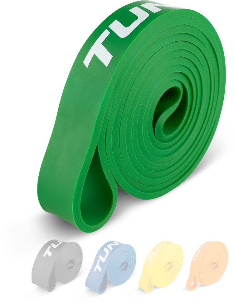 Tunturi Power Band - bande de résistance 10 à 35 kg - bande de résistance pull up - élastique de fitness - 104 cm - avec application d'entraînement - vert