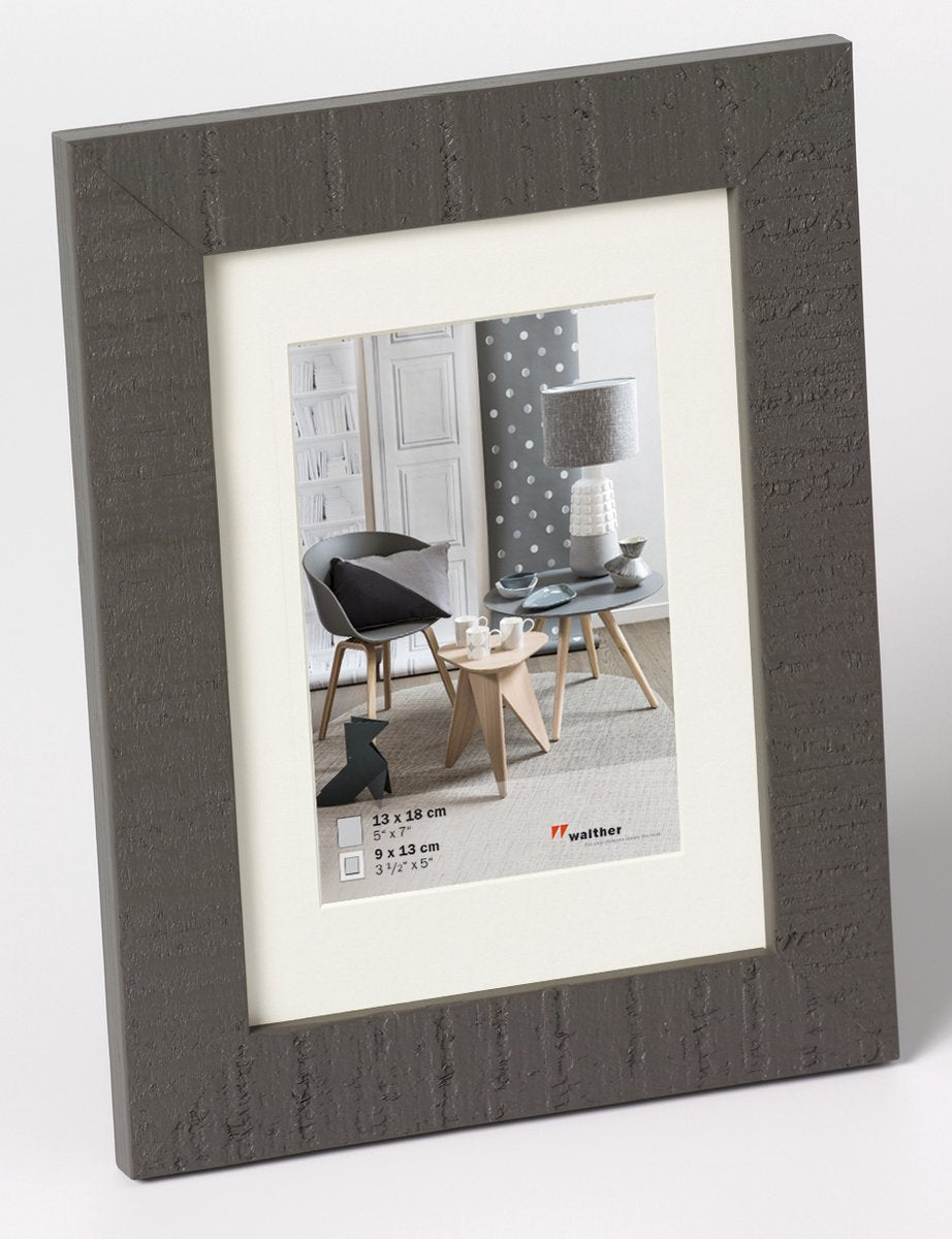 Walther home - cadre en bois - format photo 13x18 cm - gris
