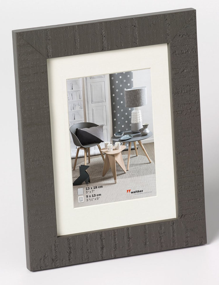 Walther home - cadre en bois - format photo 13x18 cm - gris