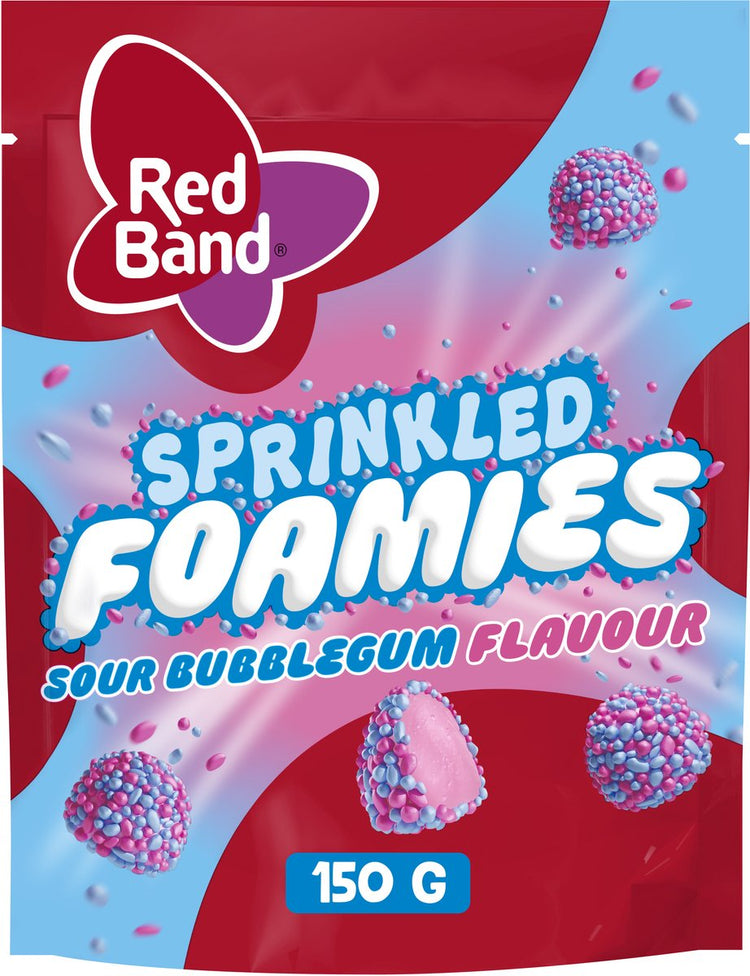Bande rouge saupoudrée de foamies sour bubblegum 10x150g