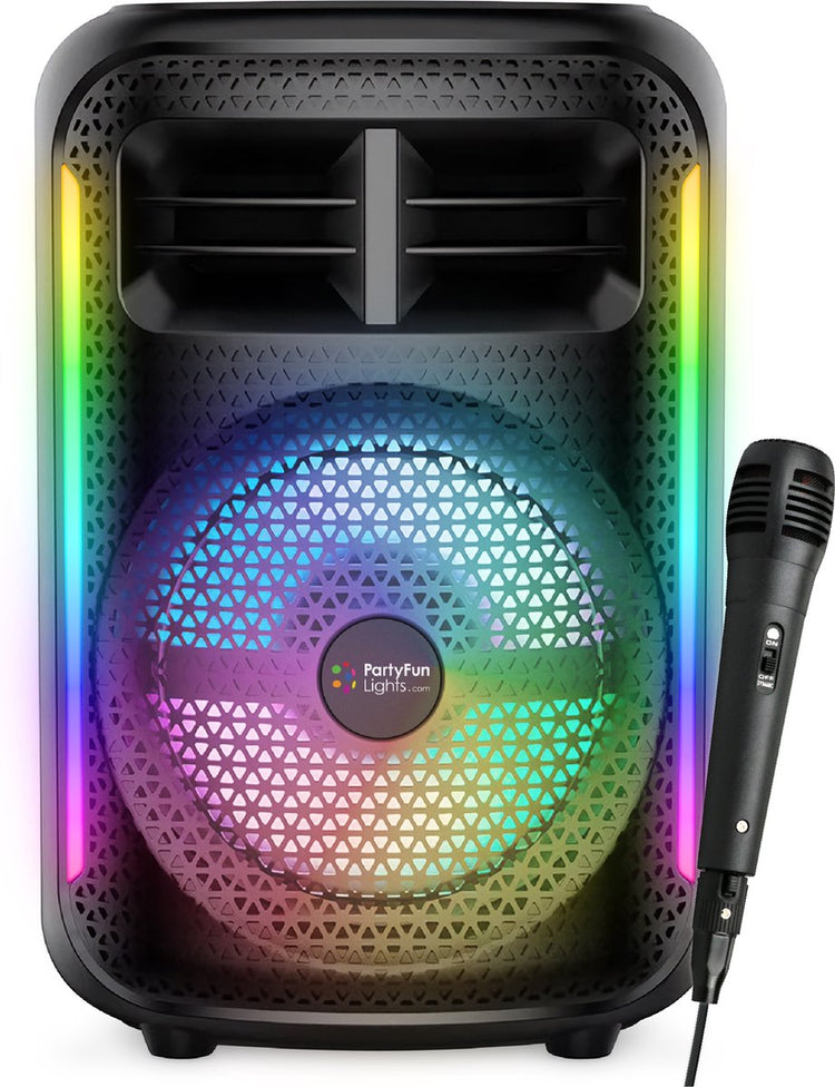 Partyfunlights ensemble karaoké sans fil haut-parleur de fête avec microphone noir - éclairage disco - rechargeable