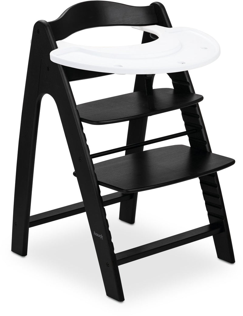 Hauck ensemble de chaises hautes arketa n play - chaise haute en bois avec plateau de jeu - bois de hêtre certifié FSC® - blanchi à la noirceur