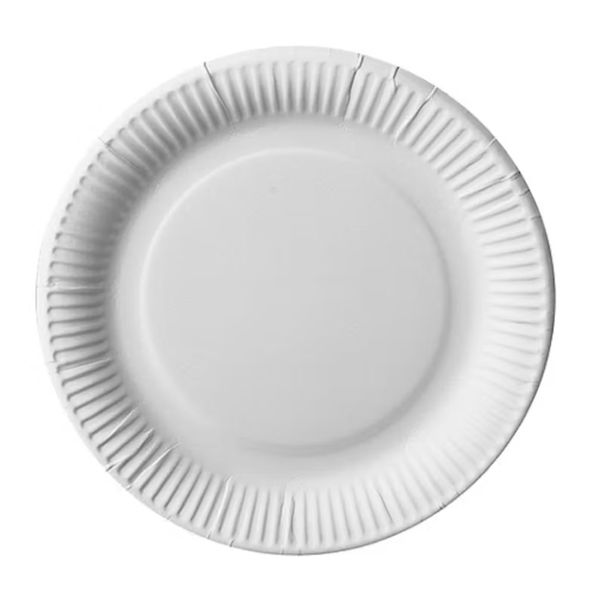 Assiettes rondes en carton blanc 23 cm (100 pièces)