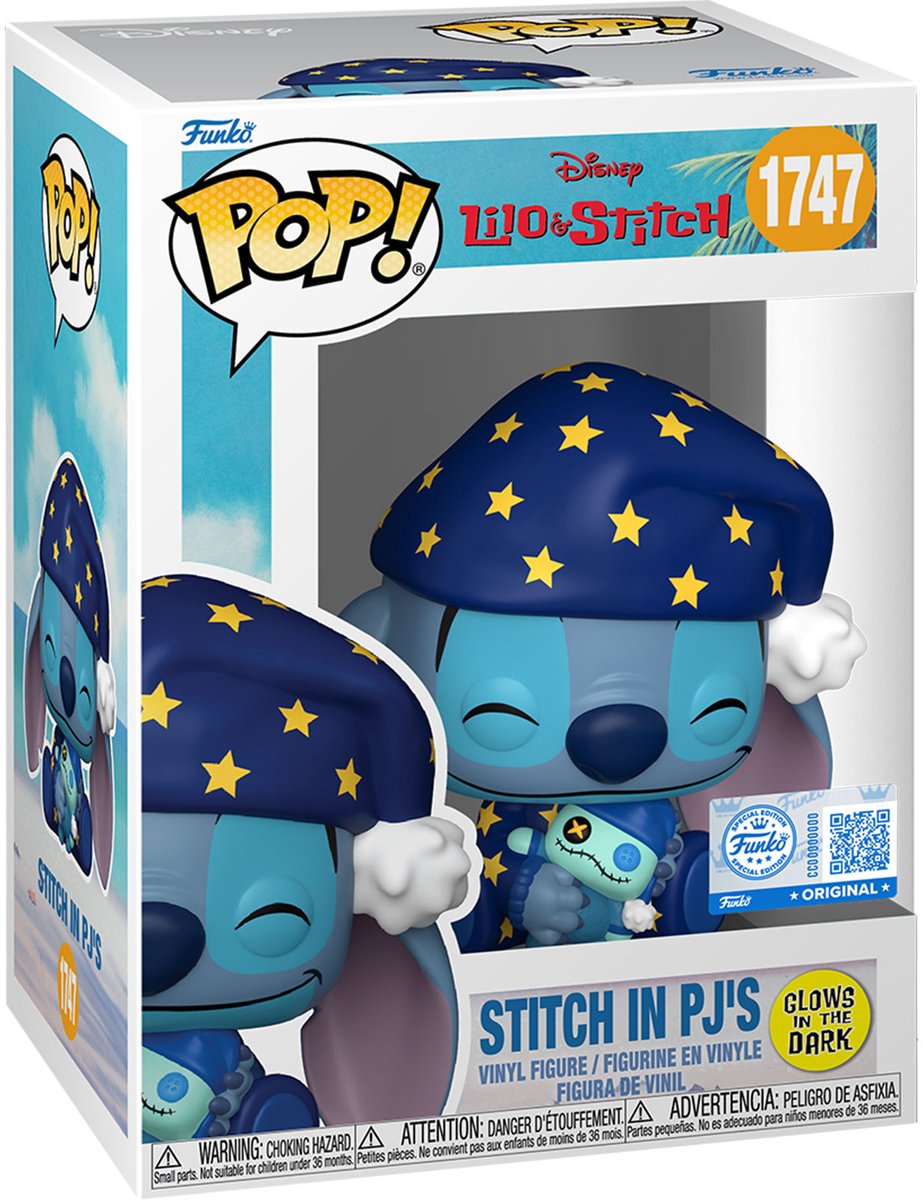 Vinyle Funko pop : pyjama étoilé l s s4- stitch (brille dans le noir)