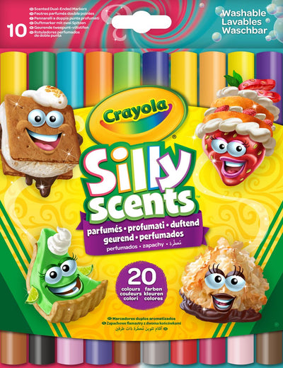 Crayola - parfums rigolos - feutres - 10 marqueurs parfumés double pointe maxi - 20 couleurs - pour enfants