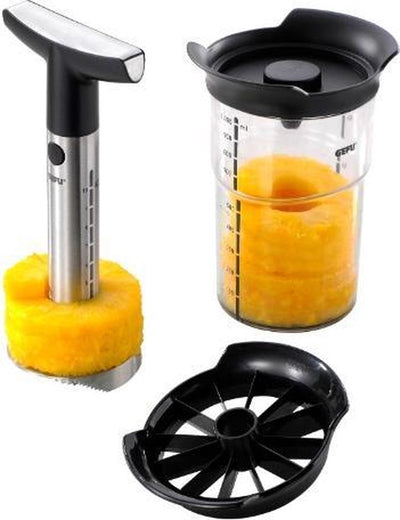 Gefu professional plus vide-ananas 27,5 cm – avec coupe-ananas et boîte de rangement – acier inoxydable