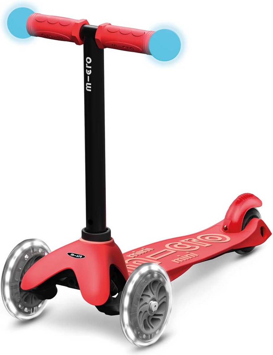 Micro mini2grow led magique de luxe | scooter en rouge pour les enfants à partir de 12 mois | maximum 50 kg