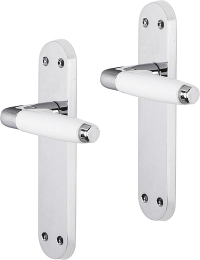 Poignée de porte Impresso - durban - pour l'intérieur - bouclier de porte ovale avec vis - chrome - blanc - 2 pièces