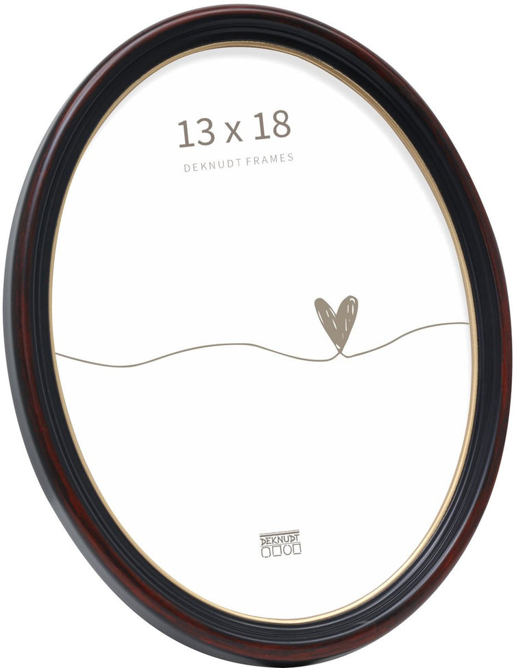 Deknudt frames cadre photo s100f9 - marron noir - ovale - 13x18 cm
