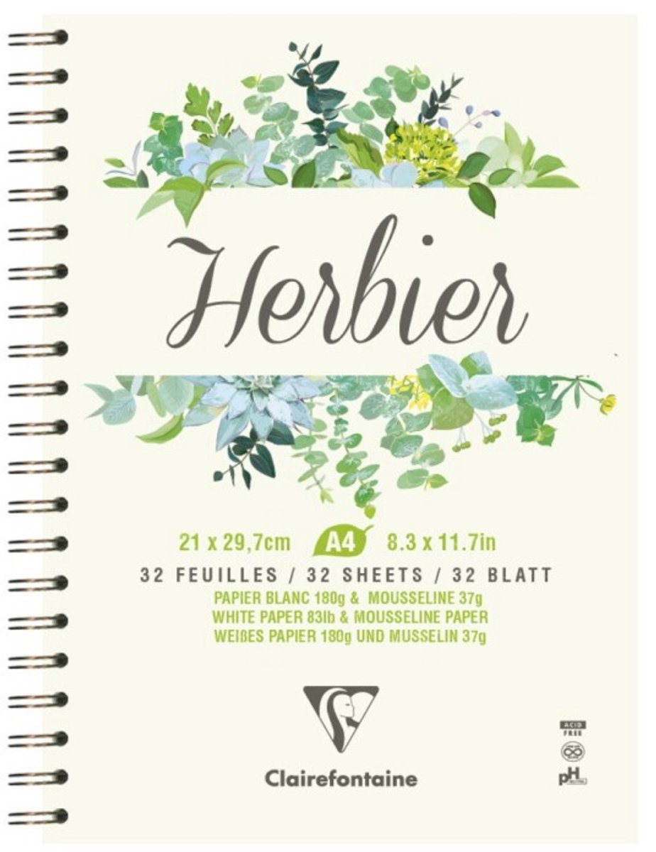 Carnet à anneaux herbier Clairefontaine - a4 - 180g - 32 feuilles