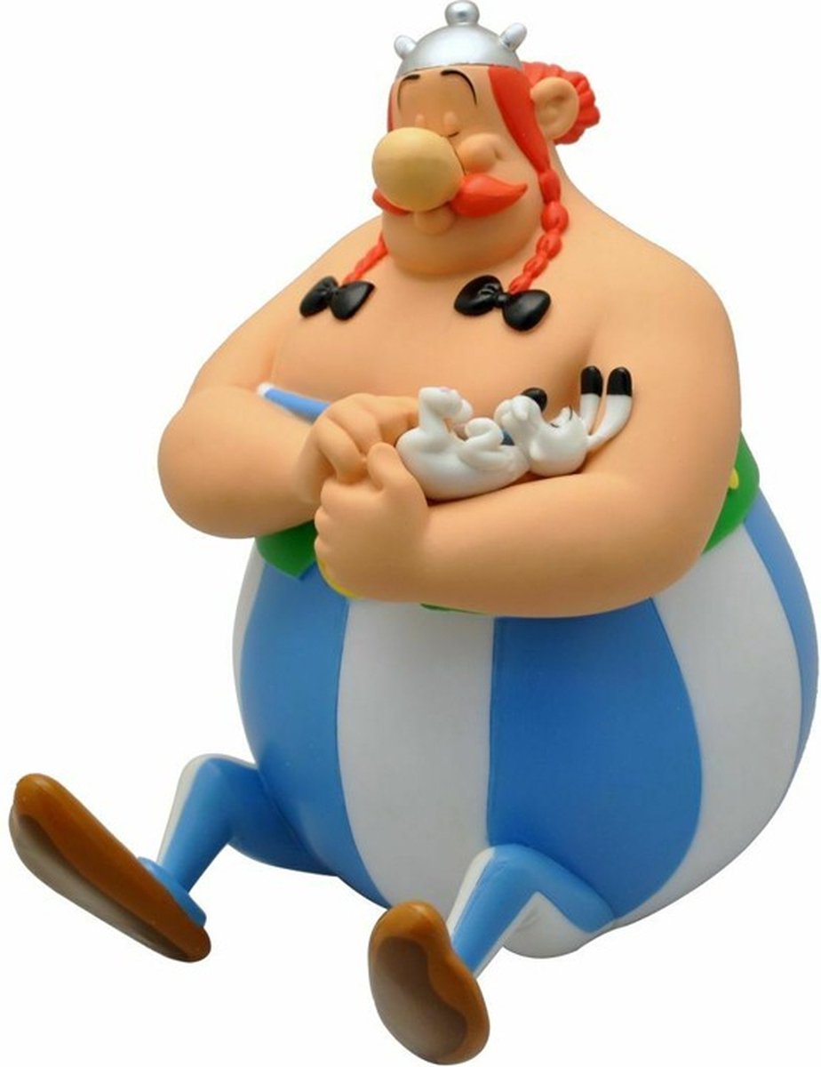 Plastoy Tirelire Astérix Obélix - Obélix avec idefix et sacs d'argent - 22cm