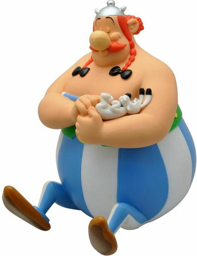 Plastoy Tirelire Astérix Obélix - Obélix avec idefix et sacs d'argent - 22cm