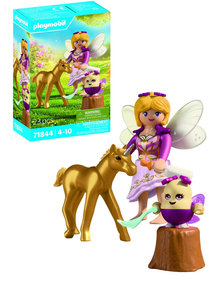 Playmobil : Poulain licorne doré avec fée - 71844