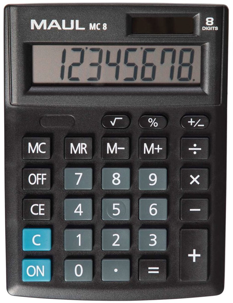 Calculatrice de bureau Maul MC 8 à piles, à énergie solaire noir nombre de positions d'affichage : 8